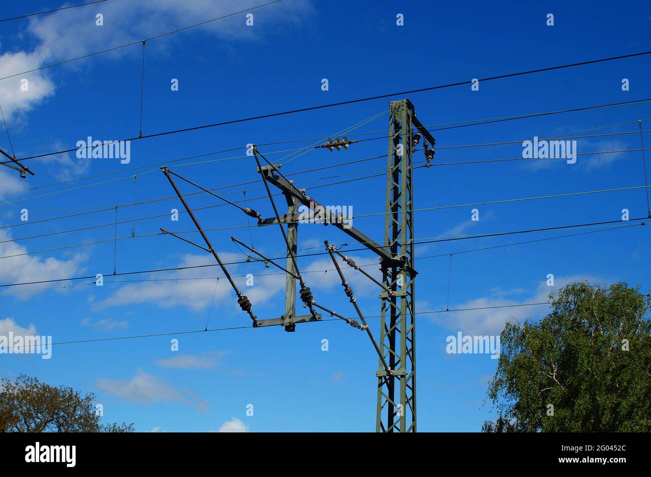A catenary pole on a main line in Germany Stock Photo - Alamy
