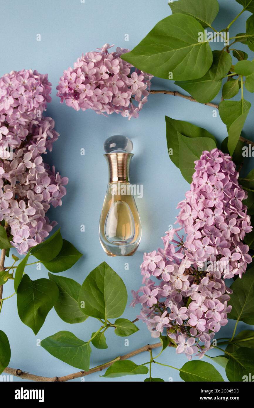 YEREVAN, ARMENIA - May 30, 2021: Dior perfume on the light blue ...