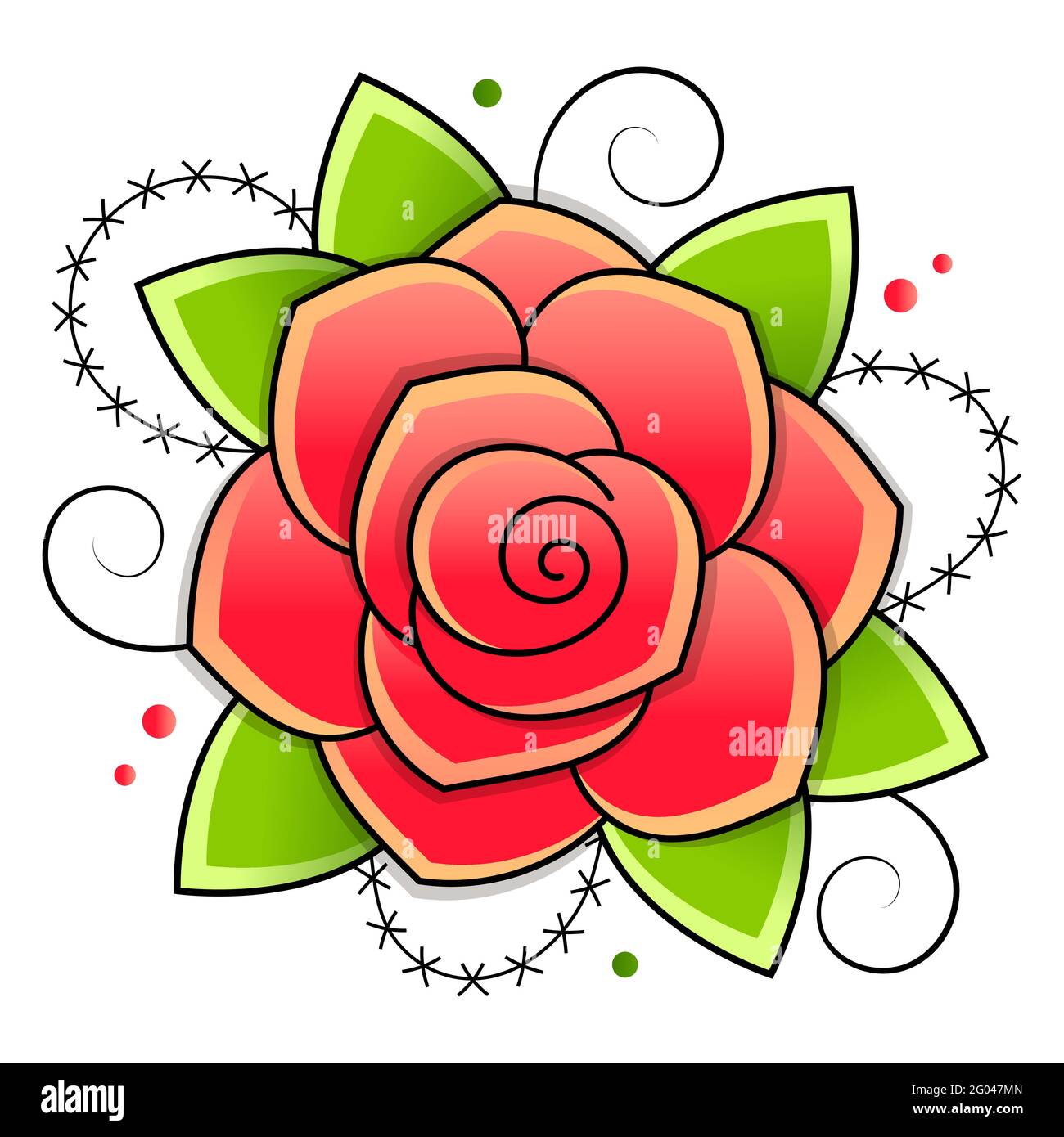 Flower single long stem red rose isolated Stock Vector Images - Alamy