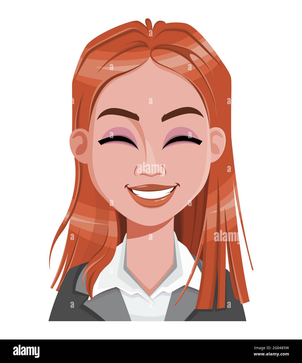 Face Expression Of Beautiful Redhead Woman Laughing Female Emotion Cute Cartoon Character In