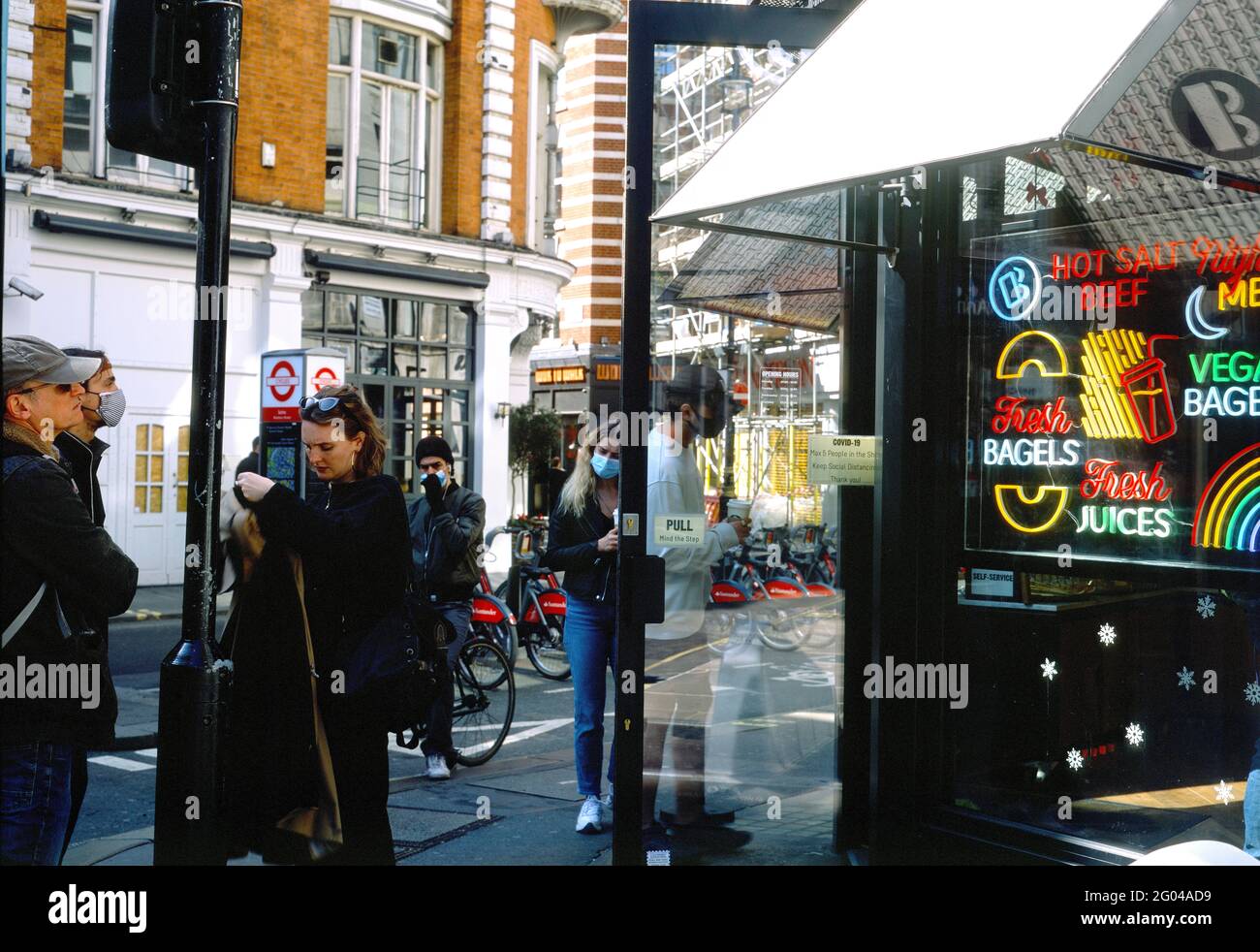Street Scene with Bagel Shop in Soho, London Stock Photo Alamy