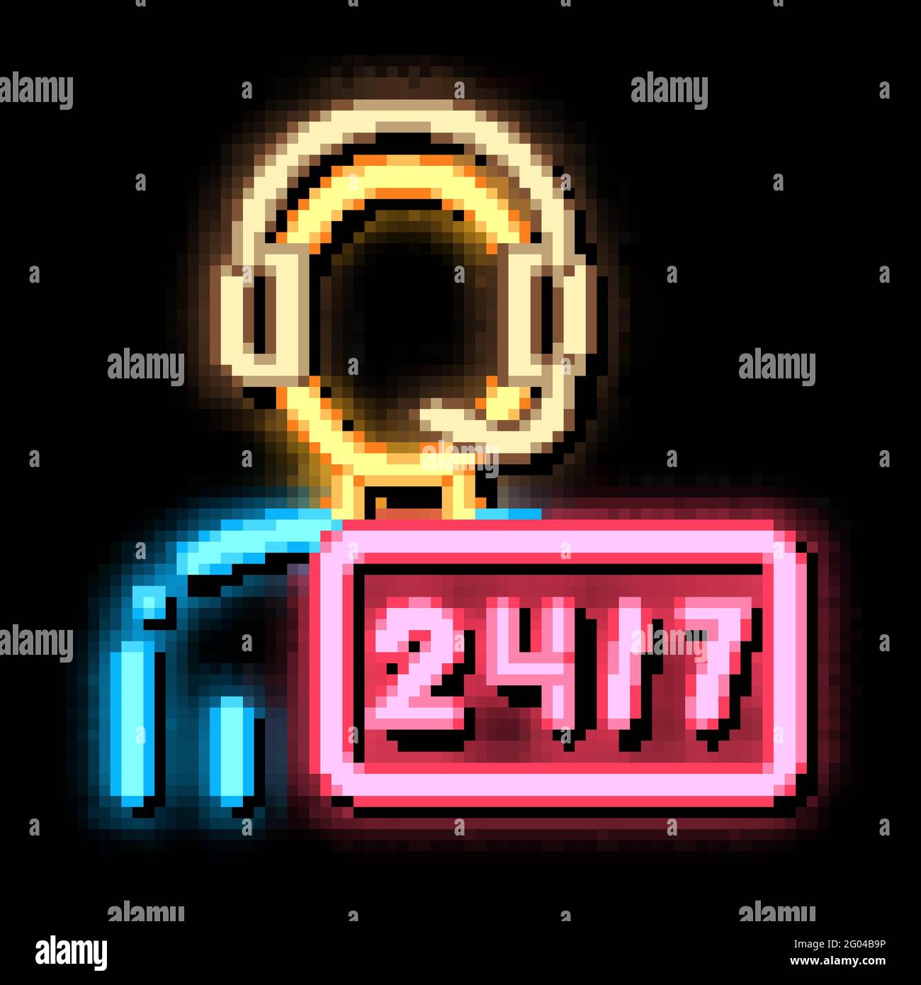 Hotline Man Support Postal Transportation Company neon glow icon illustration Stock Vector