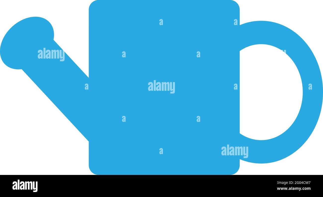 Icon with blue rectangular watering can isolated on white background Stock Vector