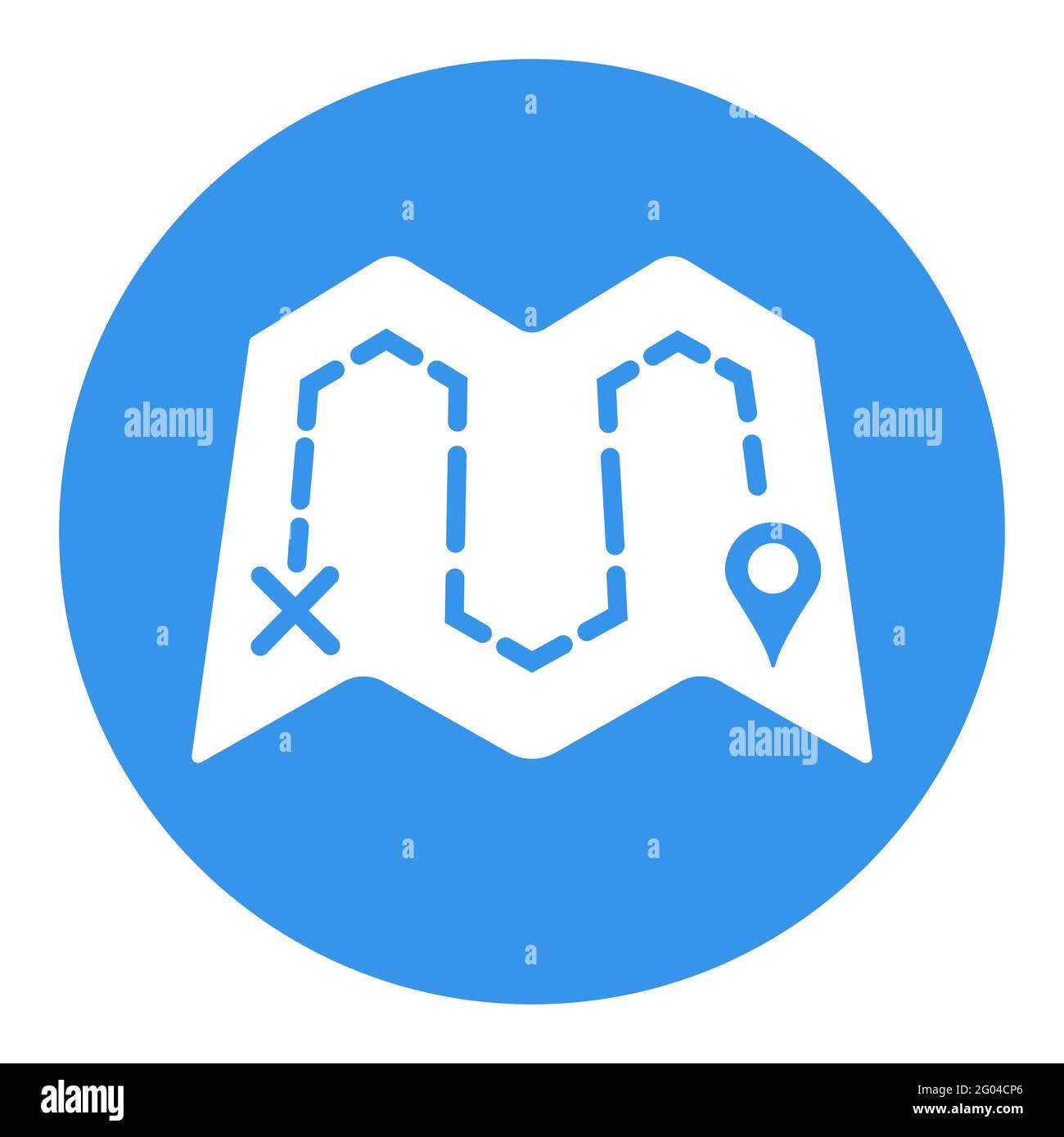 Map with route vector white glyph icon. Navigation sign. Graph symbol ...