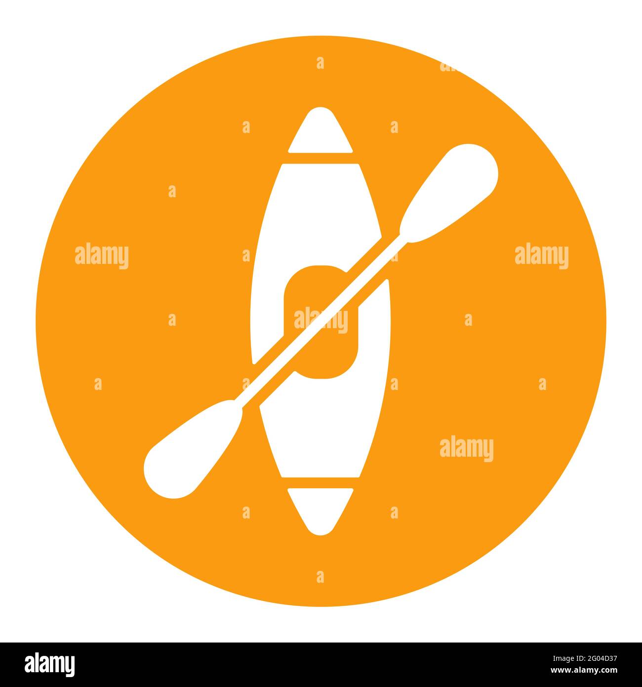 Kayak with paddle vector white glyph icon. Camping sign. Graph symbol