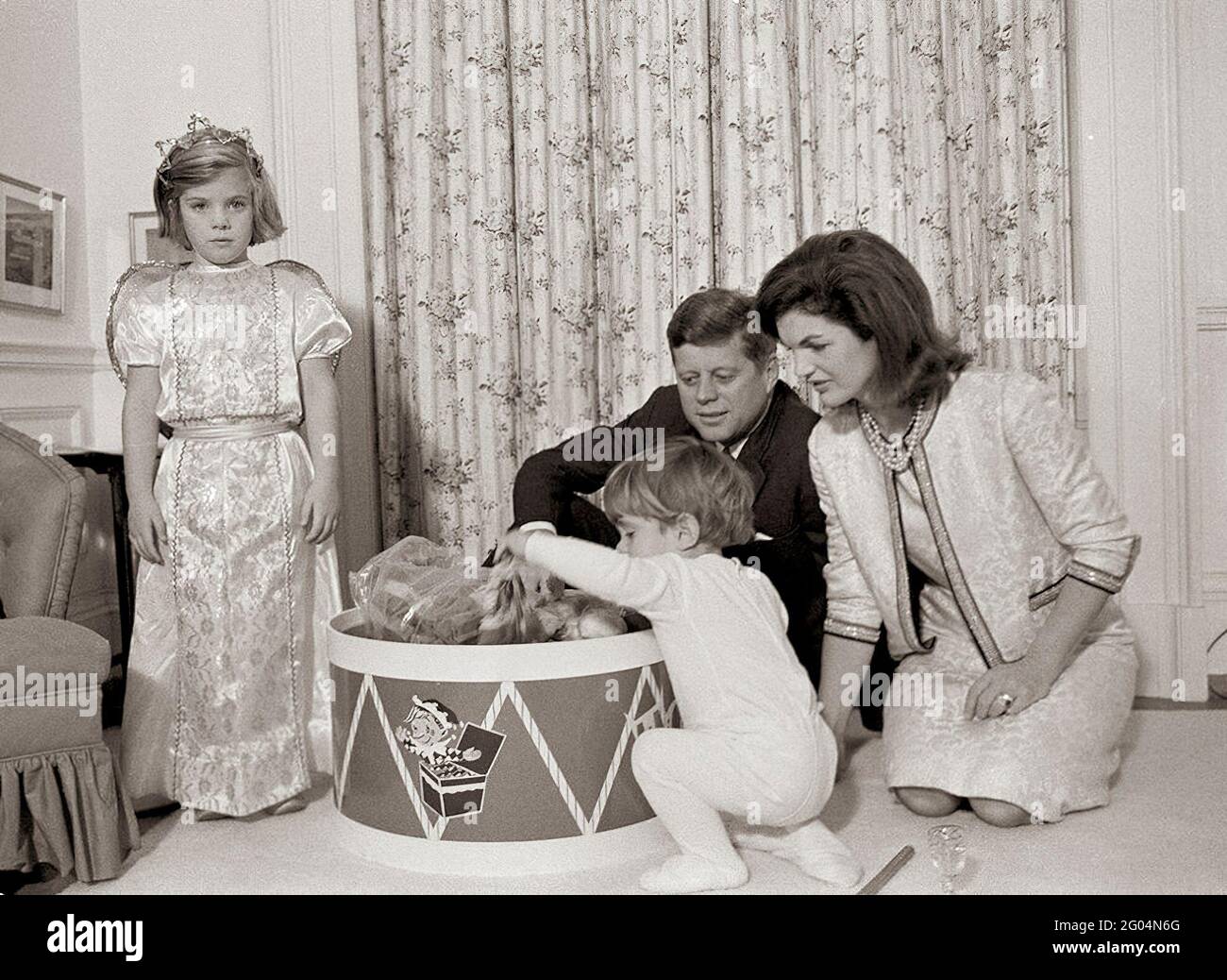 ST-A4-58-62                  27 November 1962 Birthday party for Caroline Kennedy (CBK)  Please credit 'Cecil Stoughton. White House Photographs. John F. Kennedy Presidential Library and Museum, Boston' Stock Photo