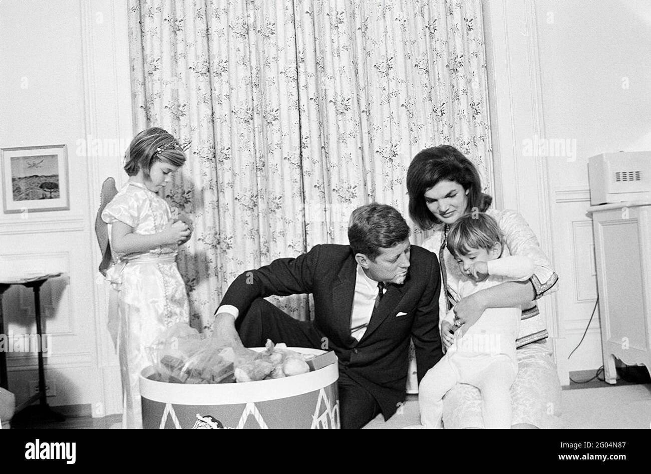 President John F Kennedy And First Lady Jacqueline Kennedy Visit With