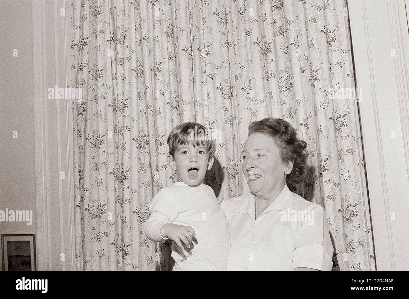 Nanny to the Kennedy children, Maud Shaw, holds John F. Kennedy, Jr(01)