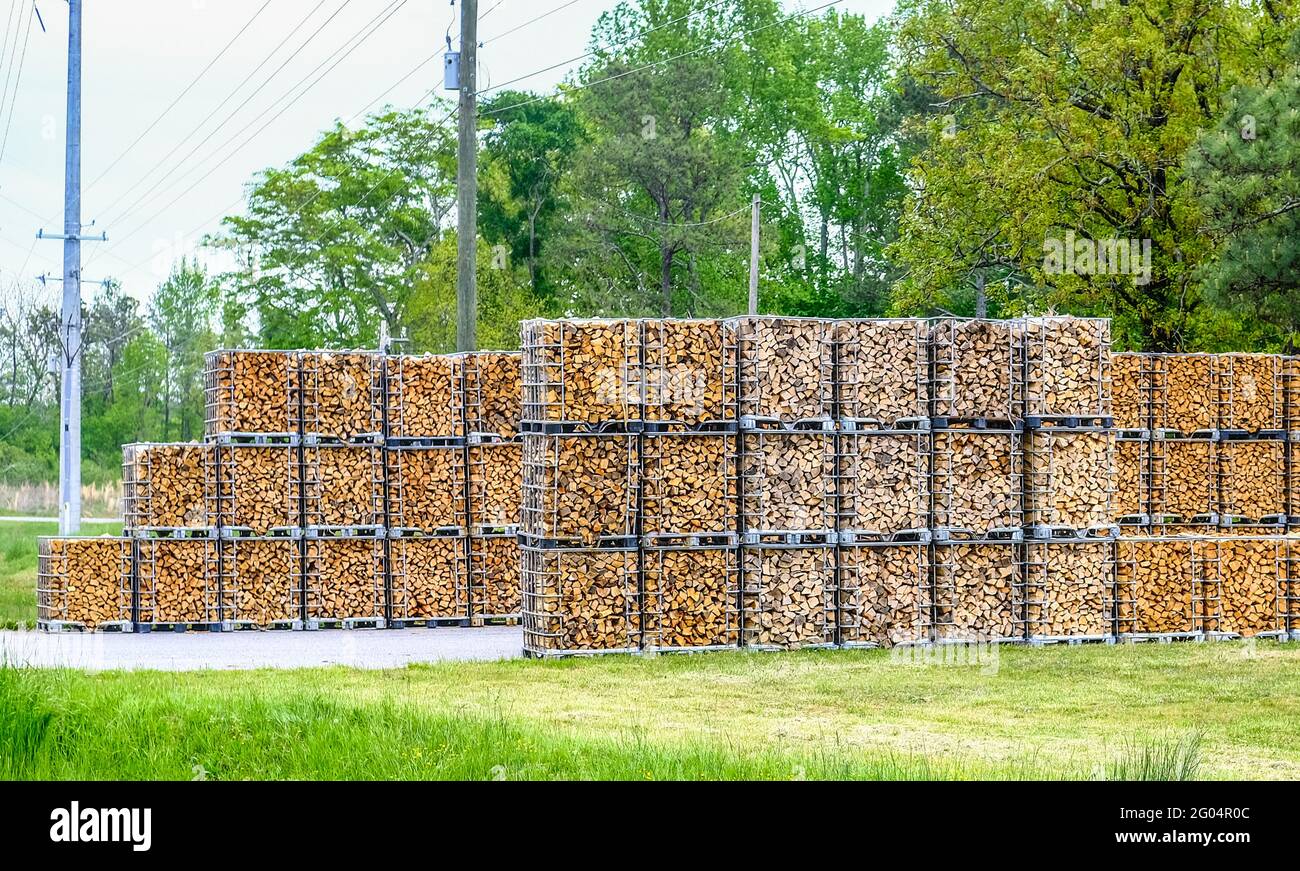 Containers of Fire Wood Stock Photo