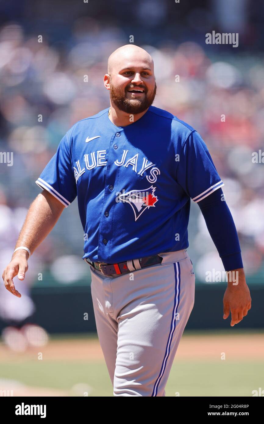 Rowdy Tellez of the Toronto Blue Jays poses with former high