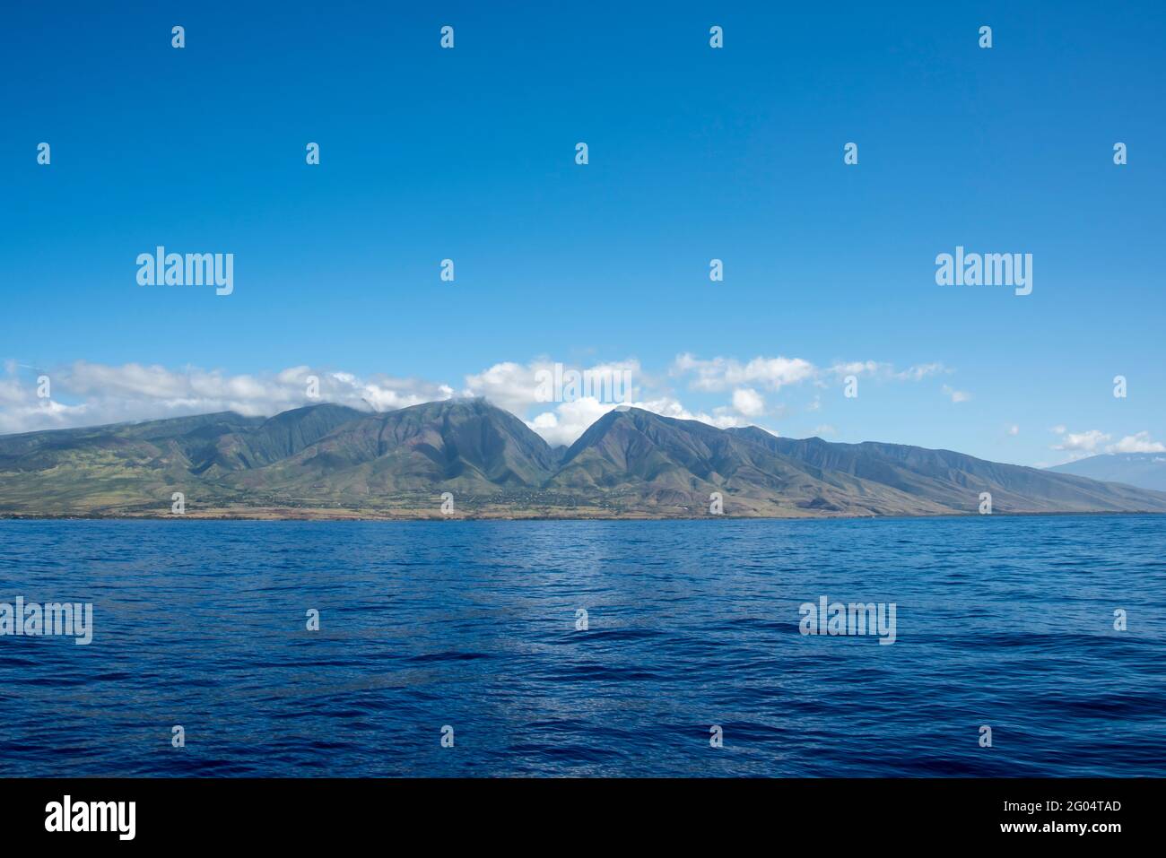 Oceans eye view of the island of Maui, Hawaii showing the West Maui
