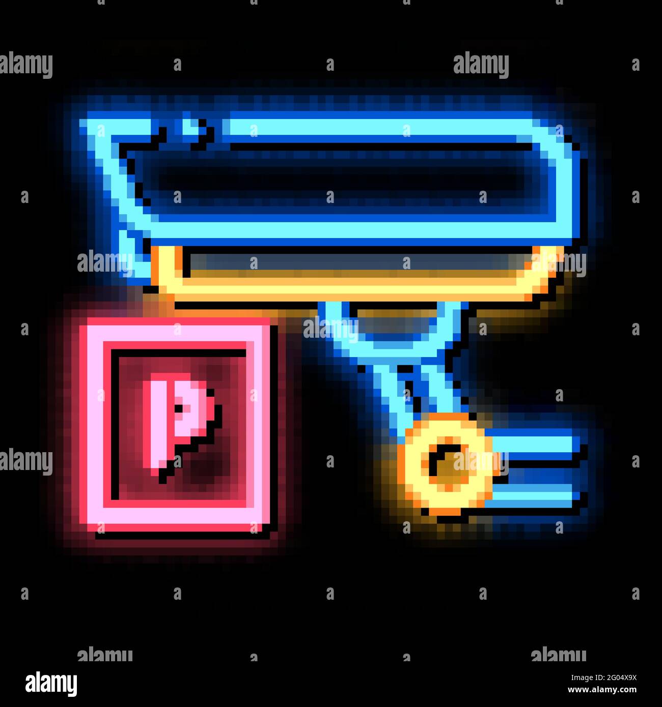 Parking Camcorder neon glow icon illustration Stock Vector
