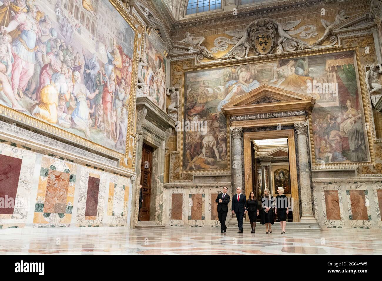 Vice President Mike Pence and Mrs. Pence participate in a tour Friday, Jan. 24, 2020, at the Vatican. Stock Photo