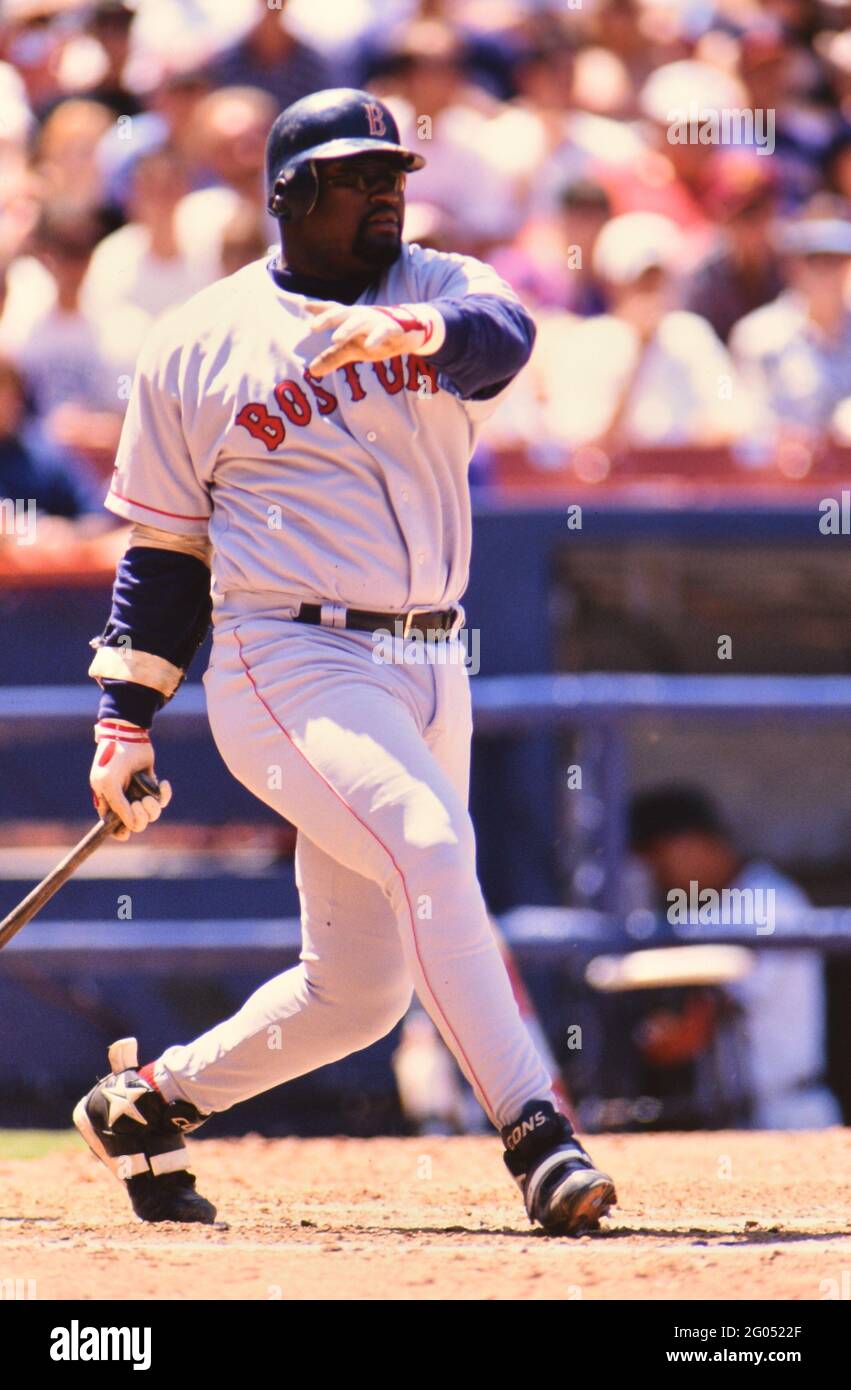 Boston Red Sox player Mo Vaughn at bat -- Please credit photographer Kirk Schlea Stock Photo