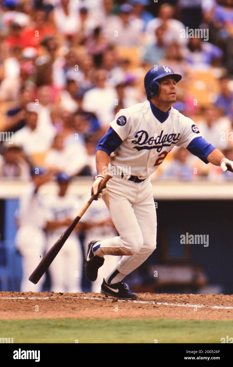 Los Angeles baseball player Brett Butler at bat -- Please credit  photographer Kirk Schlea Stock Photo - Alamy