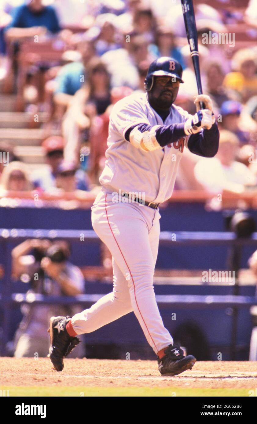 Boston Red Sox player Mo Vaughn at bat -- Please credit photographer Kirk Schlea Stock Photo