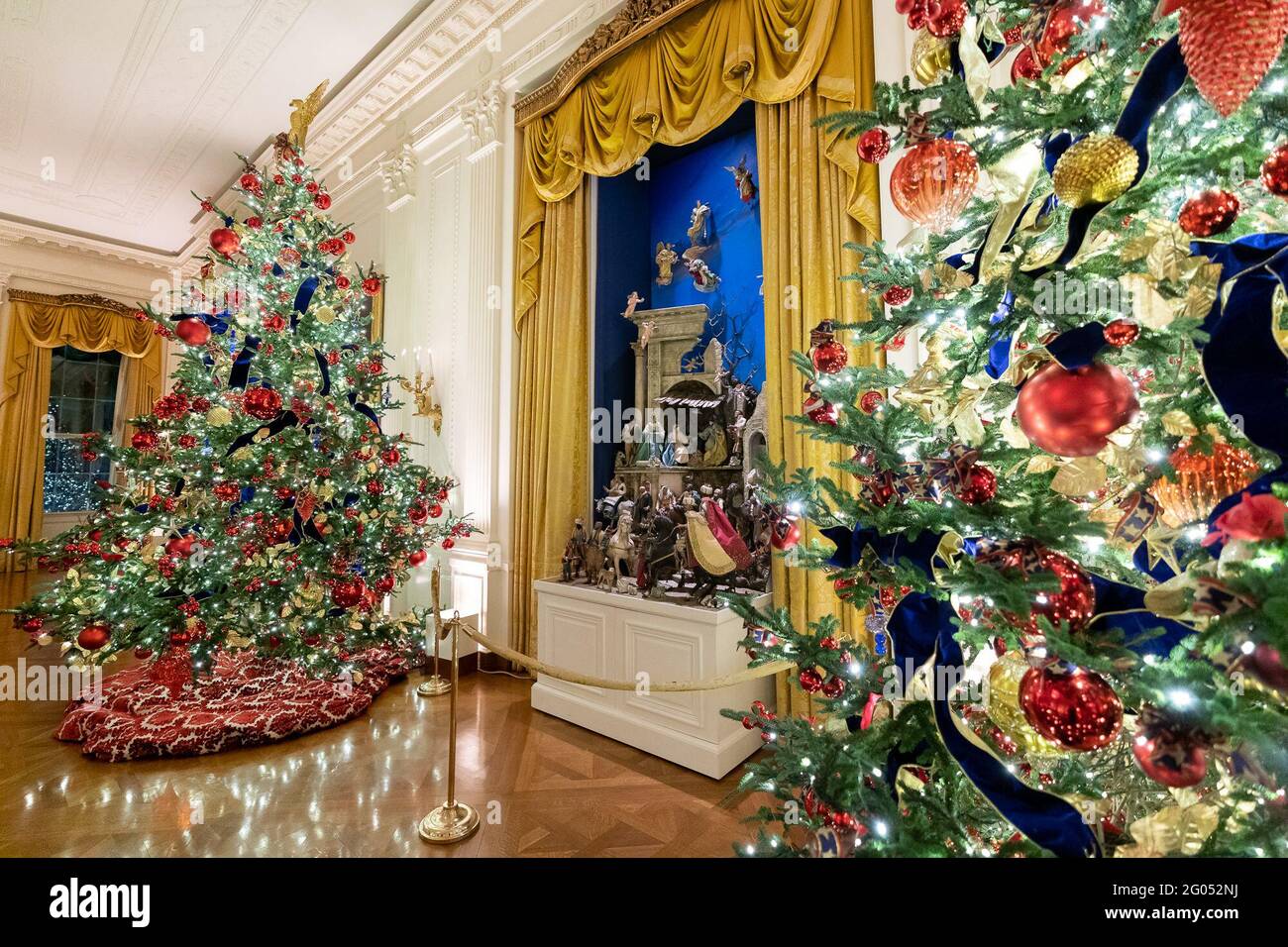 The Nativity scene is displayed in the East Room of the White House for ...
