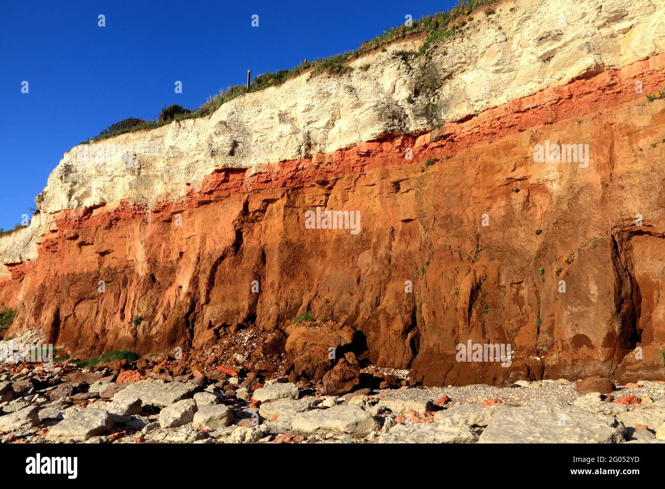 Geology, Cretaceous, sedimentary, rock, formation, Hunstanton Cliffs, Norfolk, England Stock Photo