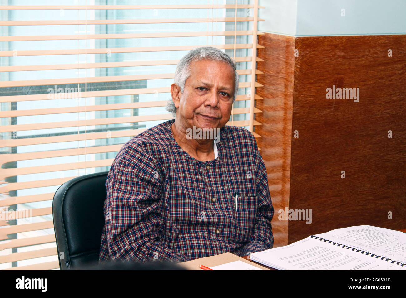 Bangladesh – September 20, 2012: Portrait of Muhammad Yunus a popular economist and leader at Grameen centre, Dhaka. Stock Photo