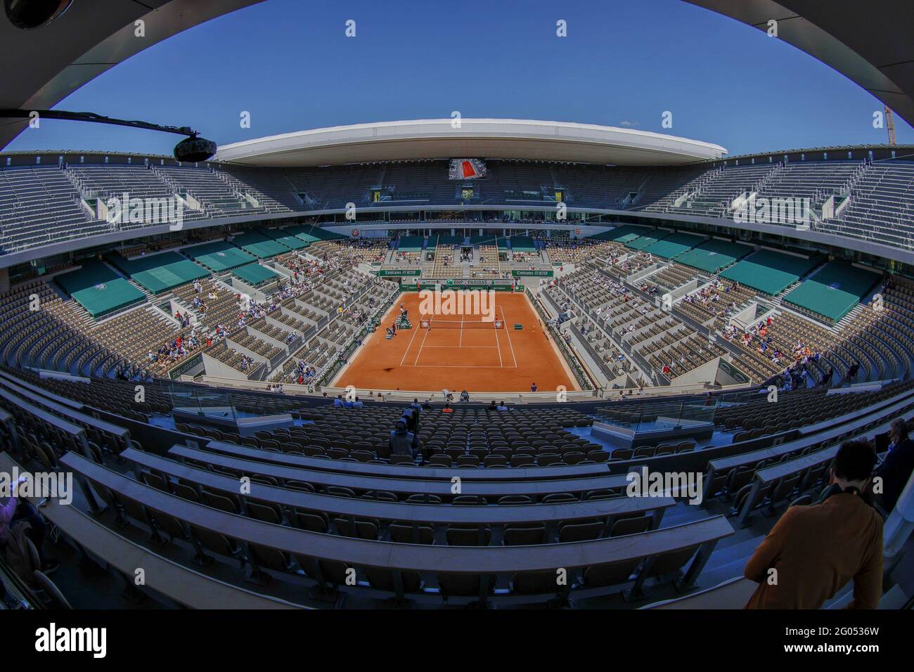 General view of the Philippe Chatrier centre court during Roland-Garros 2021, Grand Slam tennis tournament on May 30, 2021 at Roland-Garros stadium in Paris, France