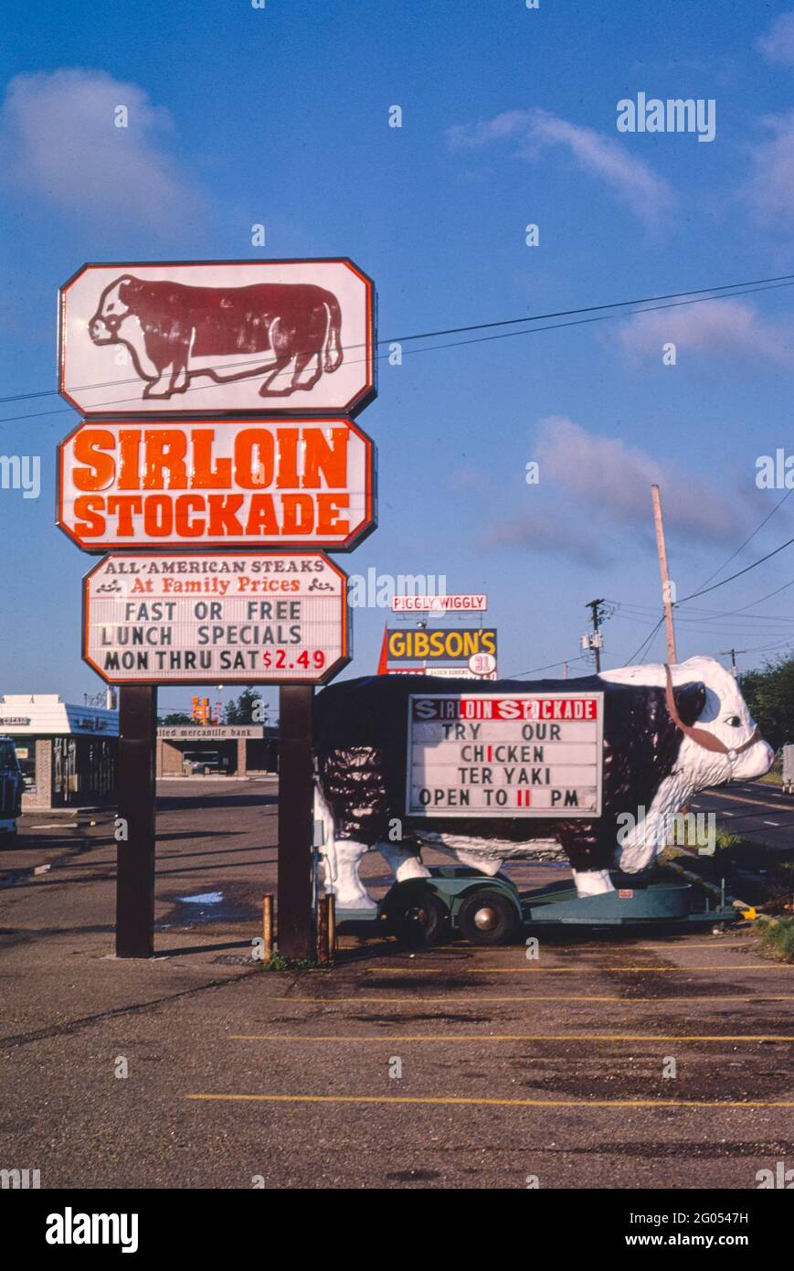 1980s America Sirloin Stockade sign, Shreveport, Louisiana 1982 Stock
