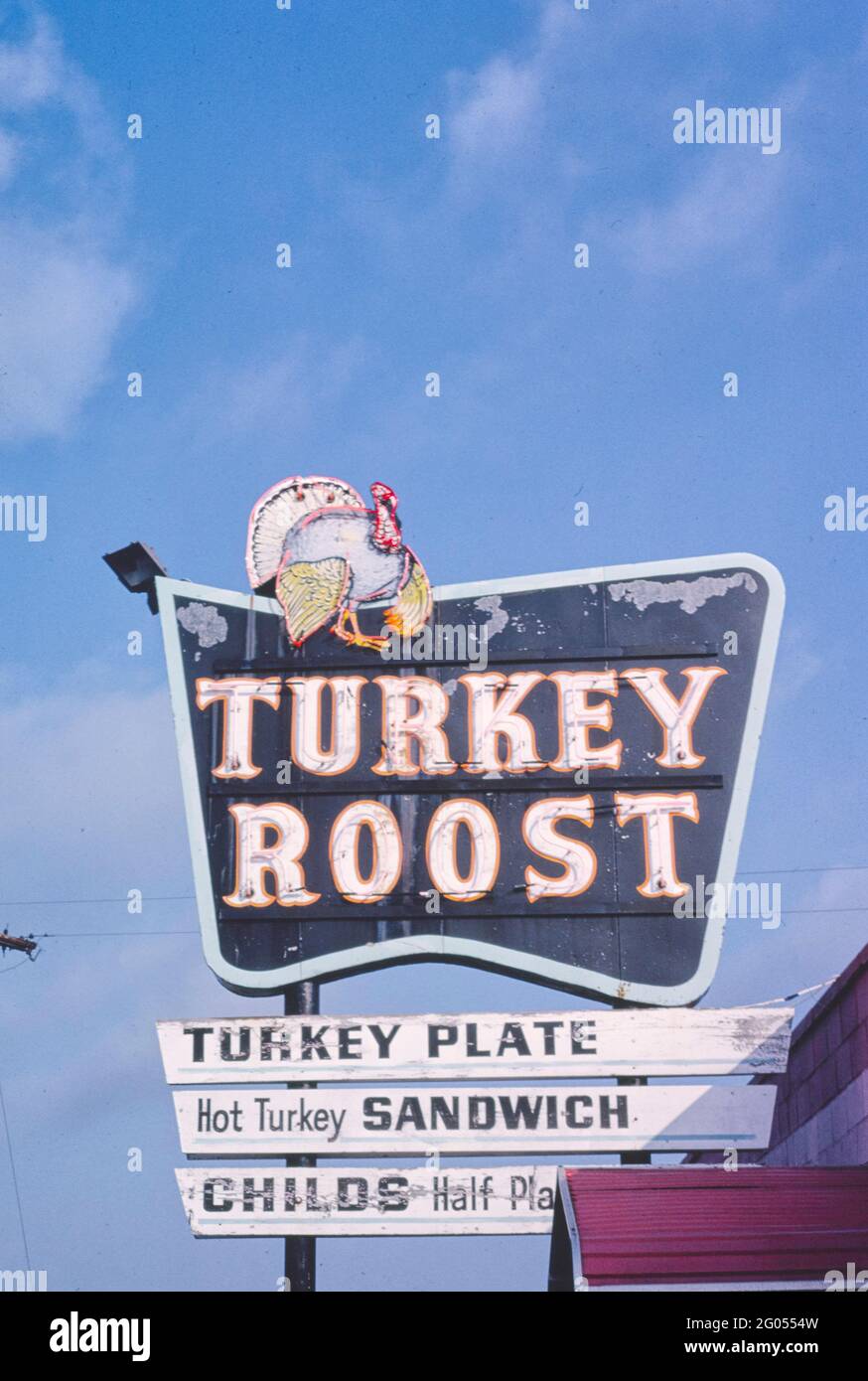1980s America Turkey Roost Restaurant sign, Bay City, Michigan 1988