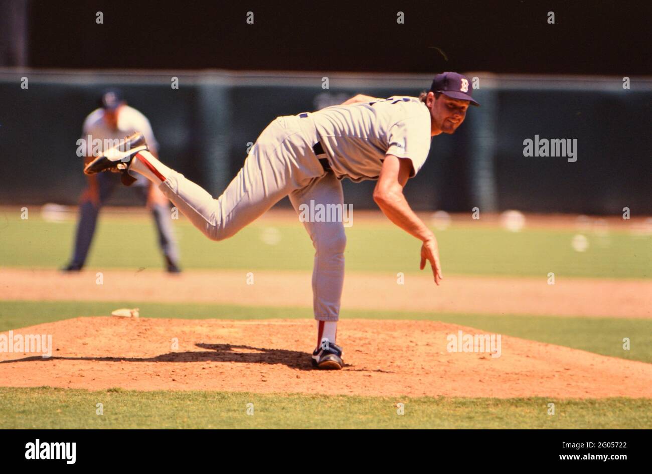 Boston Red Sox pitcher Roger Clemens on the pitchers mound -- Please credit photographer Kirk Schlea Stock Photo