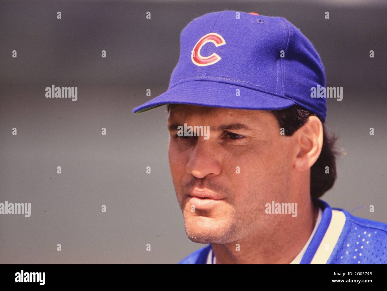 Chicago Cubs second basemen Ryne Sandberg close up -- Please credit photographer Kirk Schlea Stock Photo