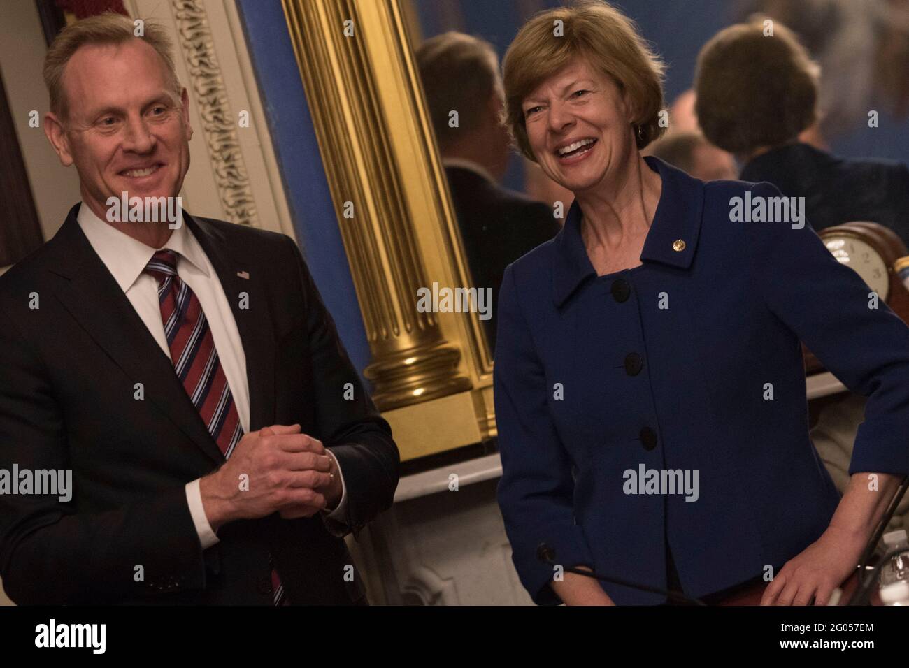 Reportage:   U.S. Acting Secretary of Defense Patrick Shanahan, about to testify before the Senate Appropriations Defense Subcommittee on the fiscal 2020 Department of Defense budget, at the U.S. Capitol building, Washington, D.C., May 1, 2019. Stock Photo