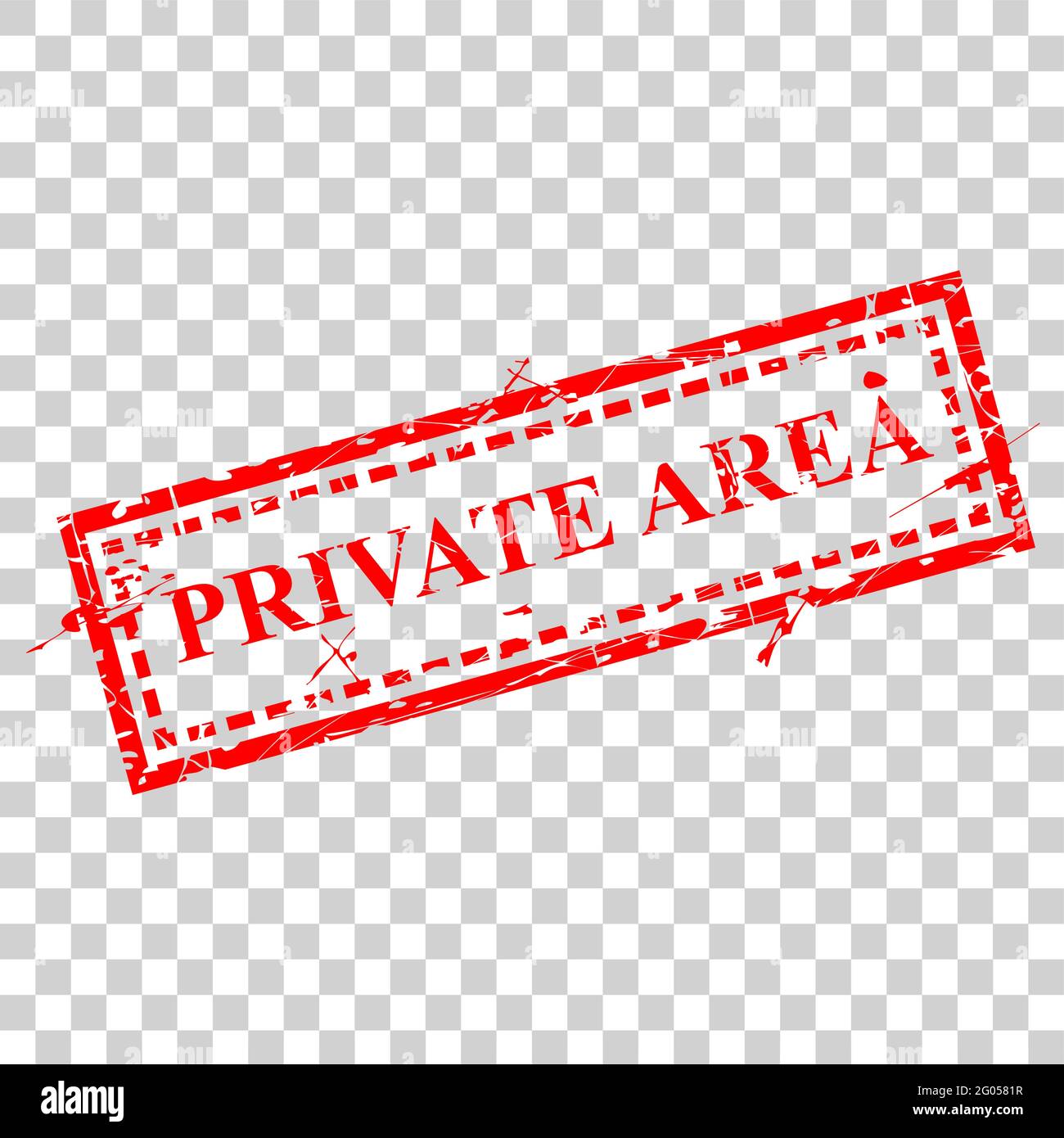 Vector Red Rectangle Rubber Stamp, Private Area, at Transparent Effect Background Stock Vector