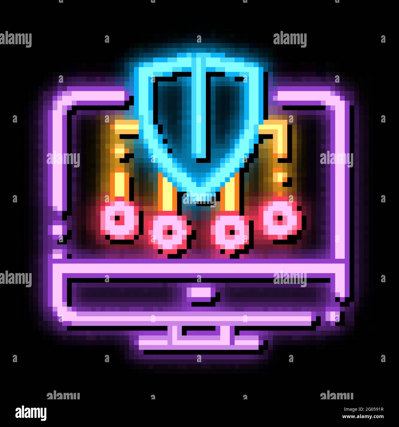 Personal Computer Protection neon glow icon illustration Stock Vector ...