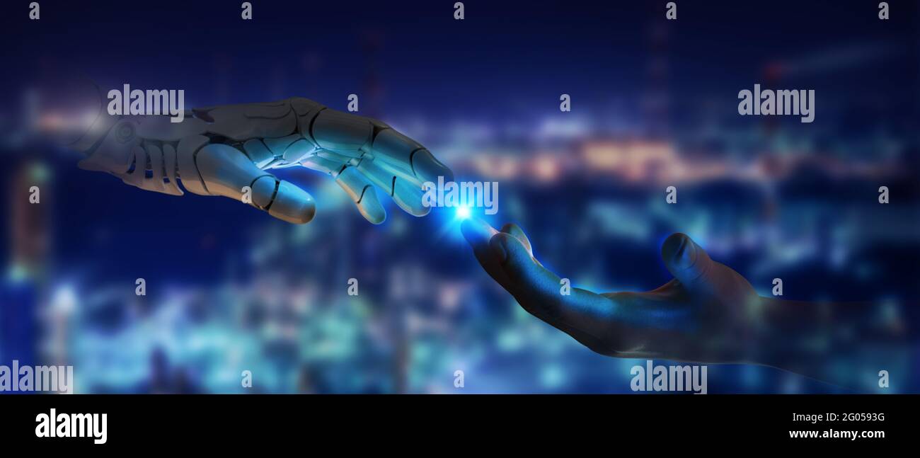 Futuristic artificial intelligence with robotic technology concept ...