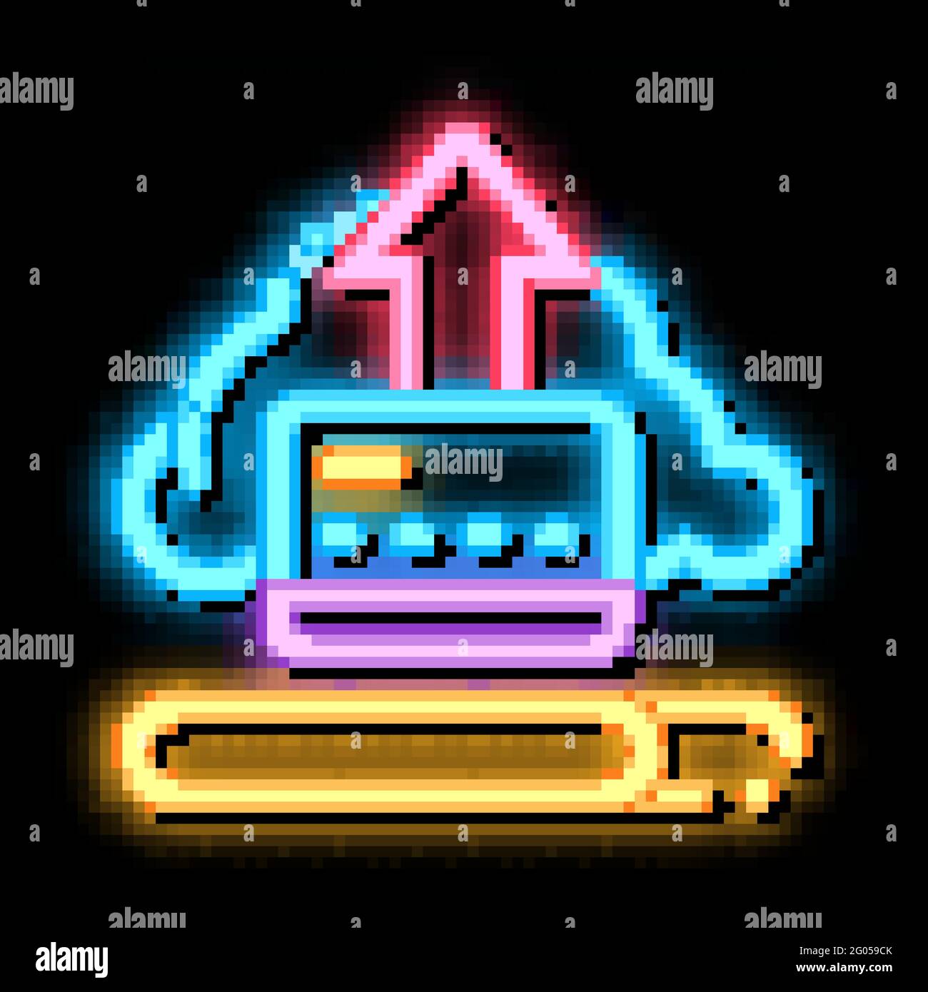 Write-Off Data Through Cloud Storage neon glow icon illustration Stock Vector