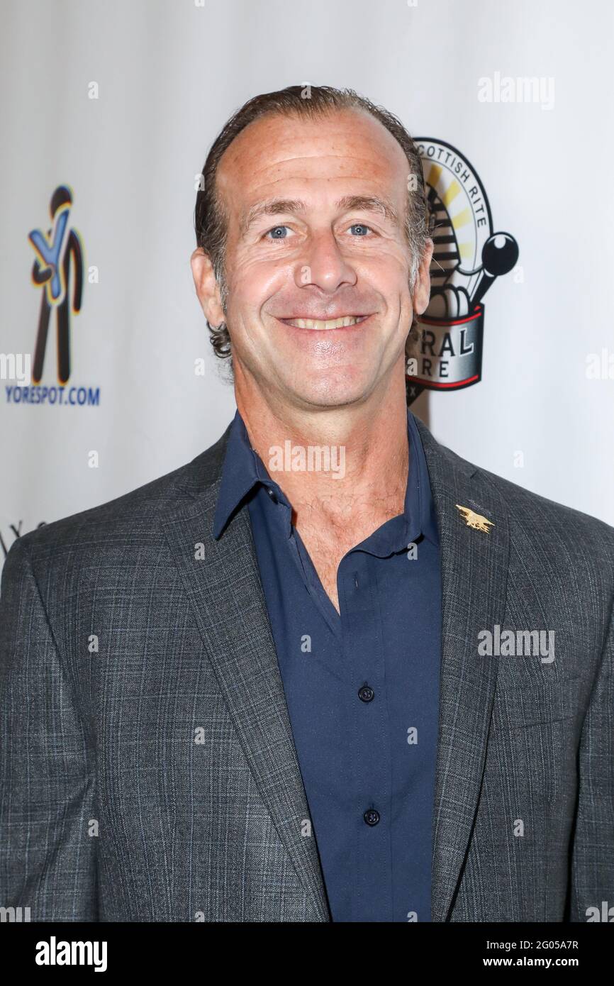 Long Beach, California, USA. 26th May, 2021. Jason Tuschen, retired US Navy Seals Command Master Chief, attending 'A Night of Southern Rock' concert event to benefit veterans on Memorial Day weekend at the Long Beach Scottish Rite Cultural Centre in Long Beach, California.  Credit: Sheri Determan Stock Photo