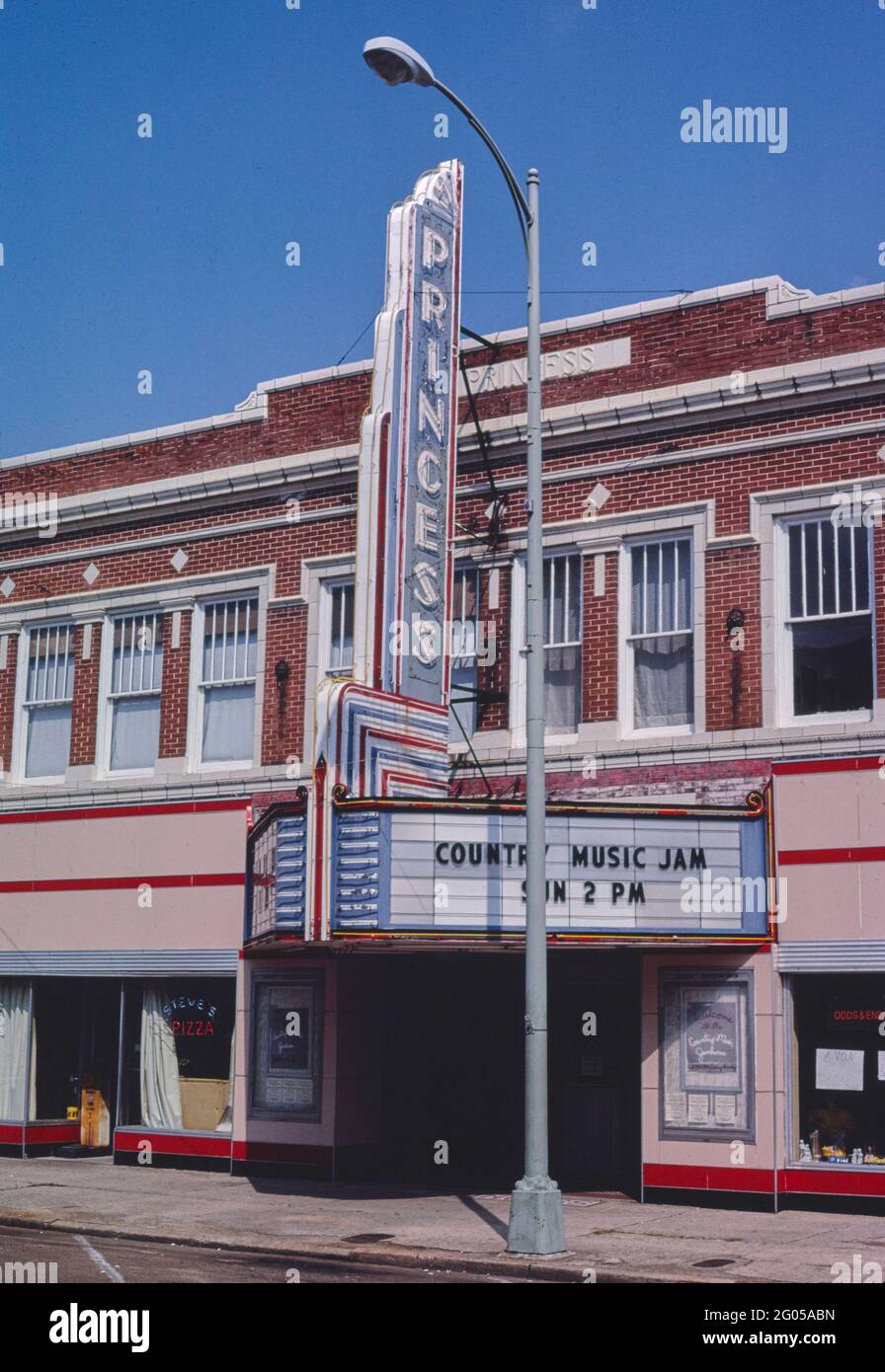 1980s America Princess Theater, Columbus, Mississippi 1986 Stock