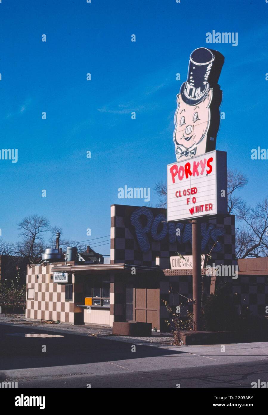 1980s America Porky's Drivein, St Paul, Minnesota 1981 Stock Photo