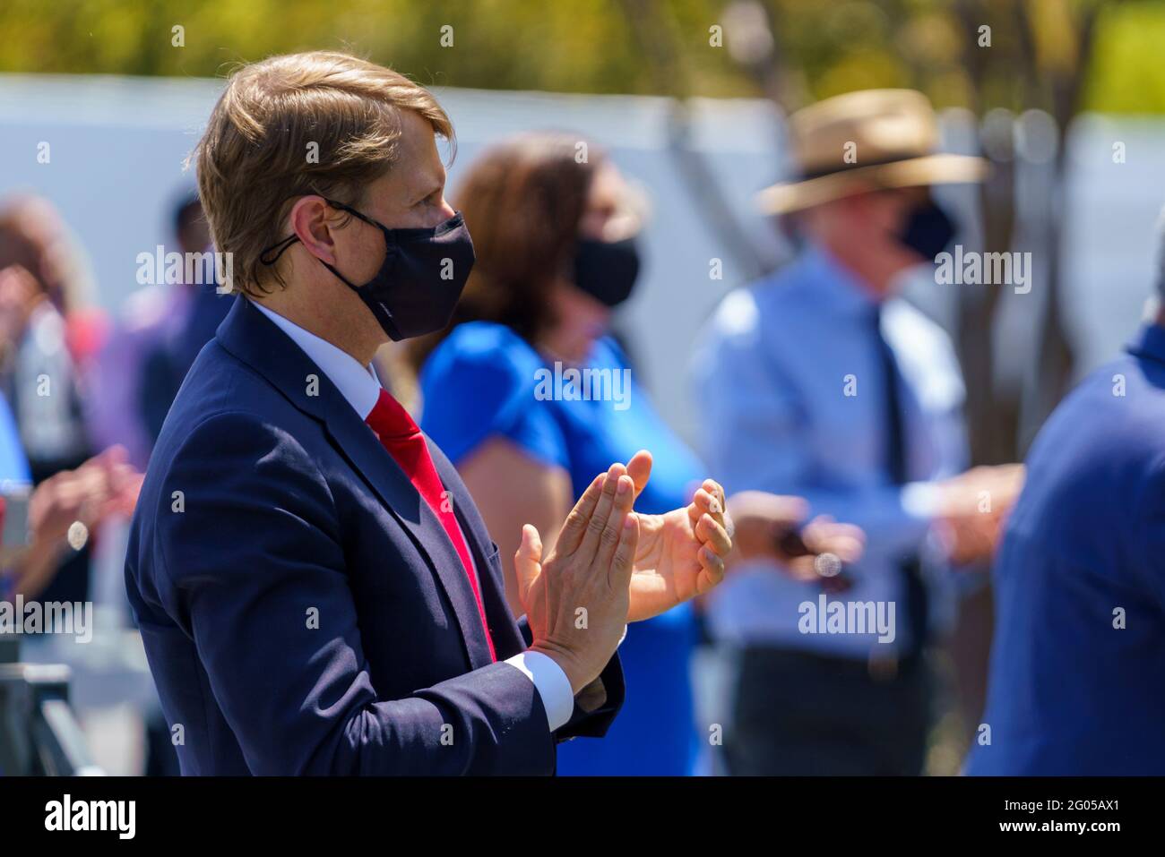 Christopher Nixon Cox participates in Secretary of State Michael R. Pompeo's speech at the Richard Nixon Presidential Library, in Yorba Linda, California, on July 23, 2020 Stock Photo