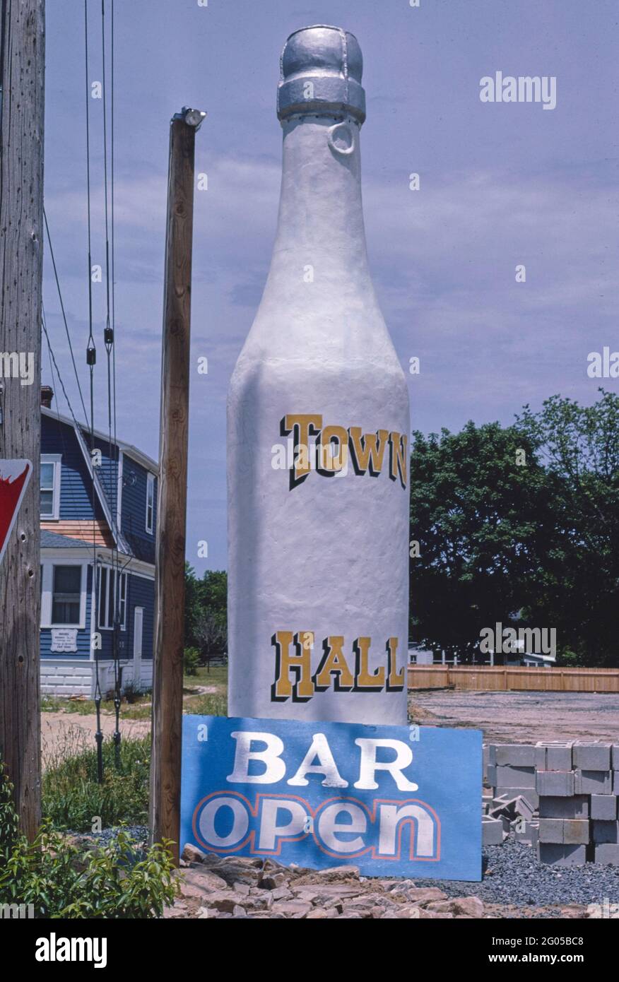 1980s America -  Town Hall Bar sign, Bayville, New Jersey 1984 Stock Photo