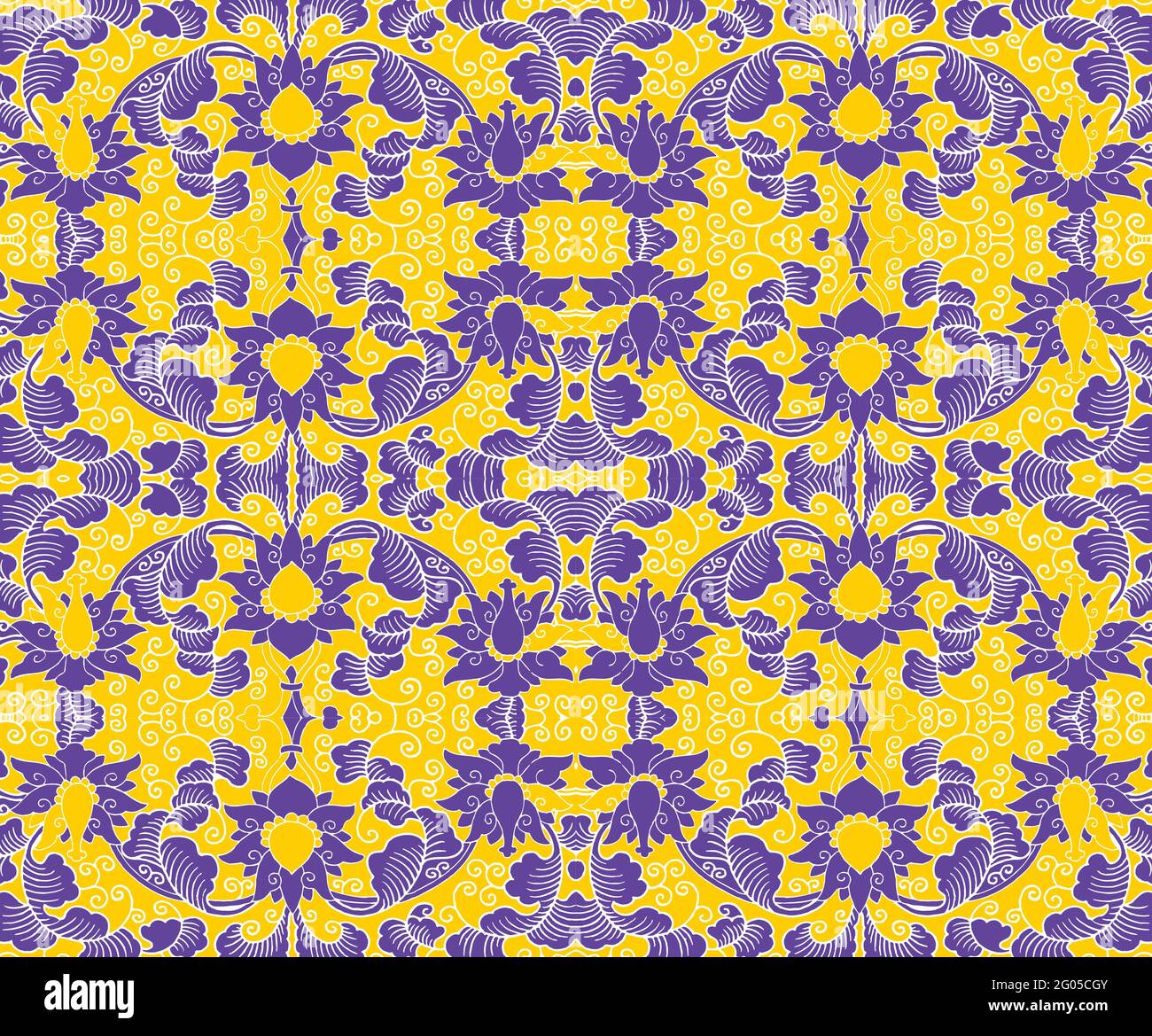 Seamless Oriental Floral Vector Pattern. Traditional floral pattern for ...
