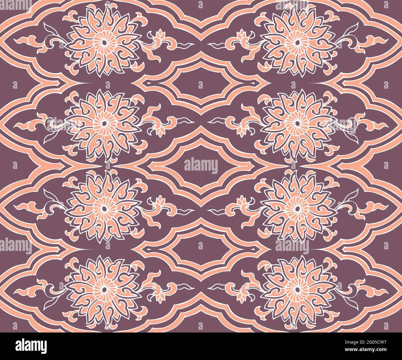 Seamless Oriental Floral Vector Pattern. Traditional floral pattern for ...