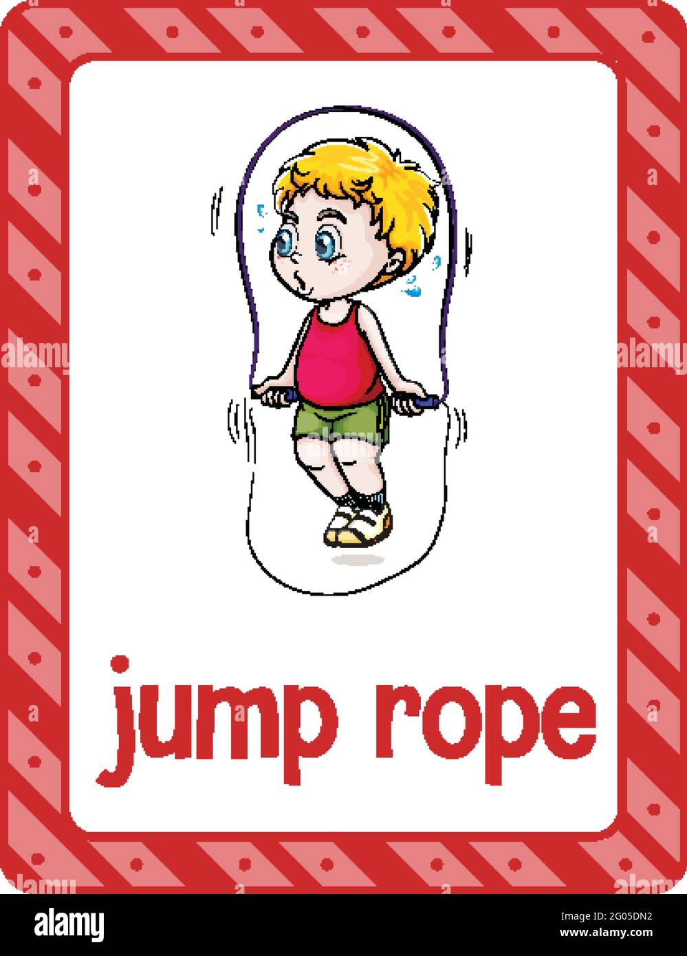 Vocabulary flashcard with word Jump Rope illustration Stock Vector