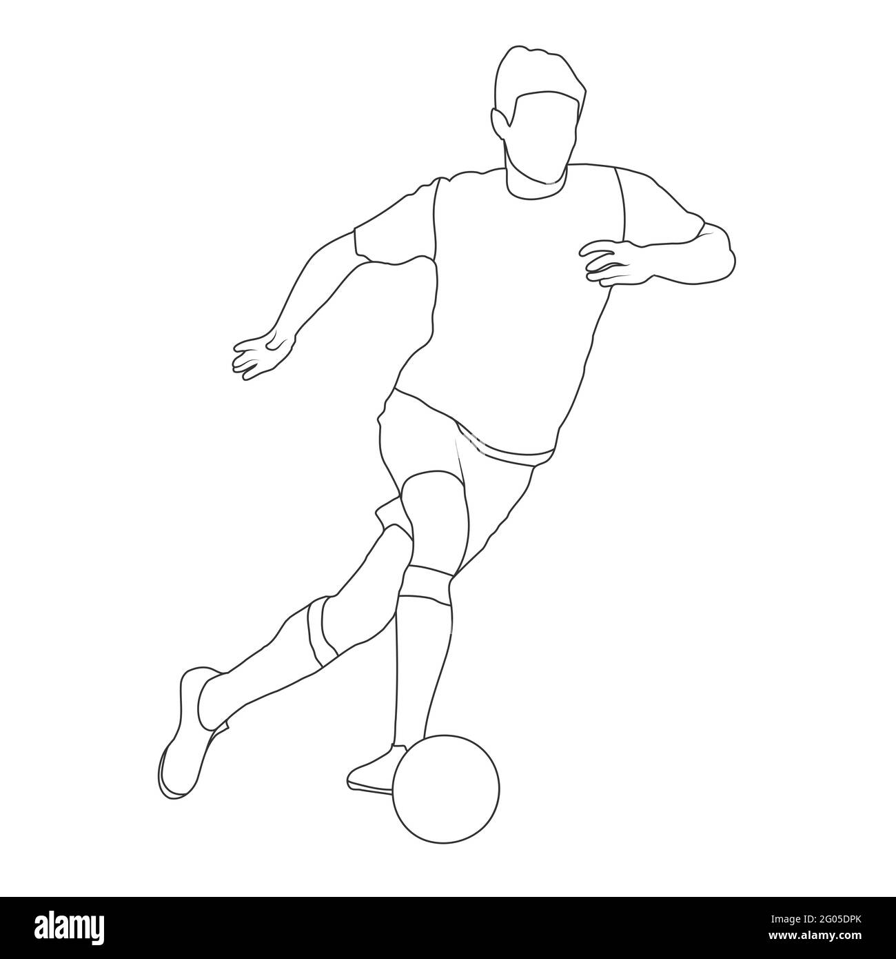 Football. Contoured silhouette of a football player. An athlete plays football. Flat Style Stock Vector