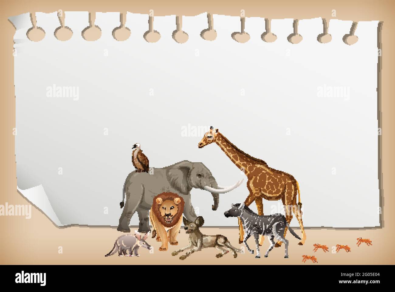Empty paper banner with wild african animal illustration Stock Vector ...