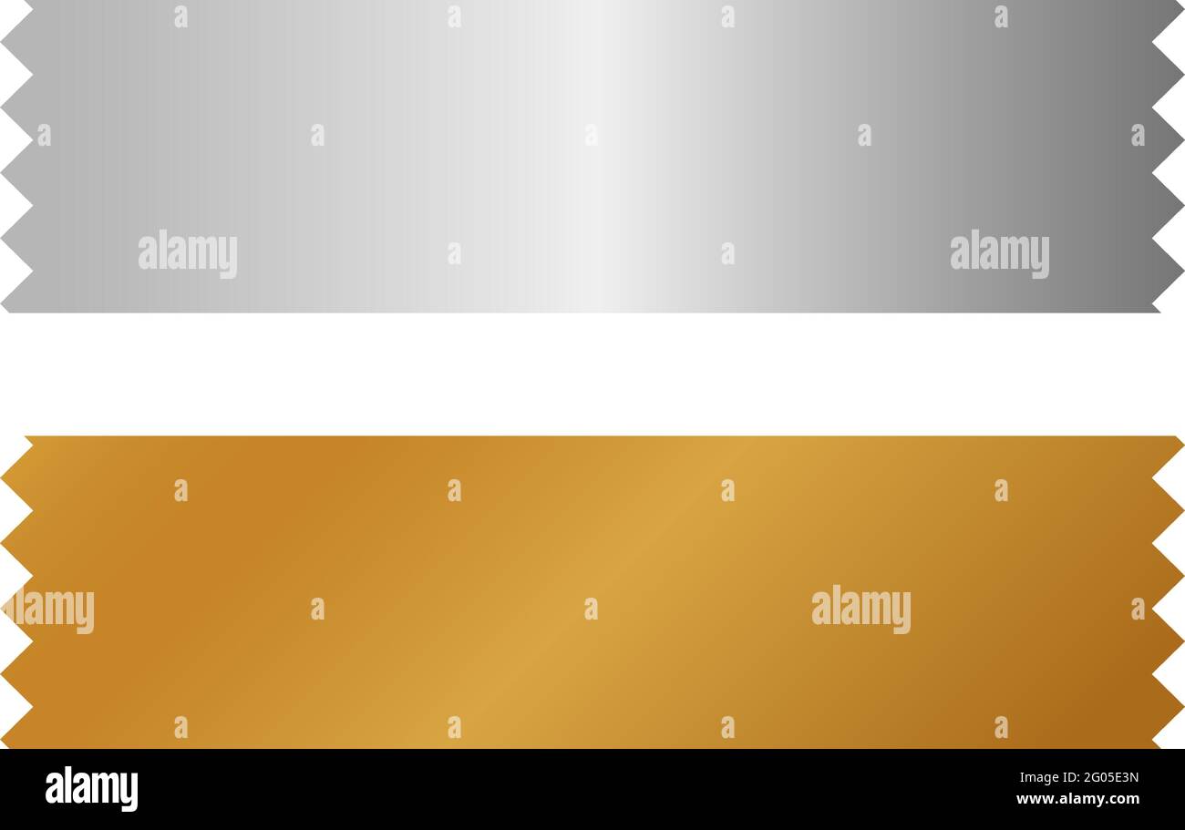 Silver and gold foil strip on white background illustration Stock