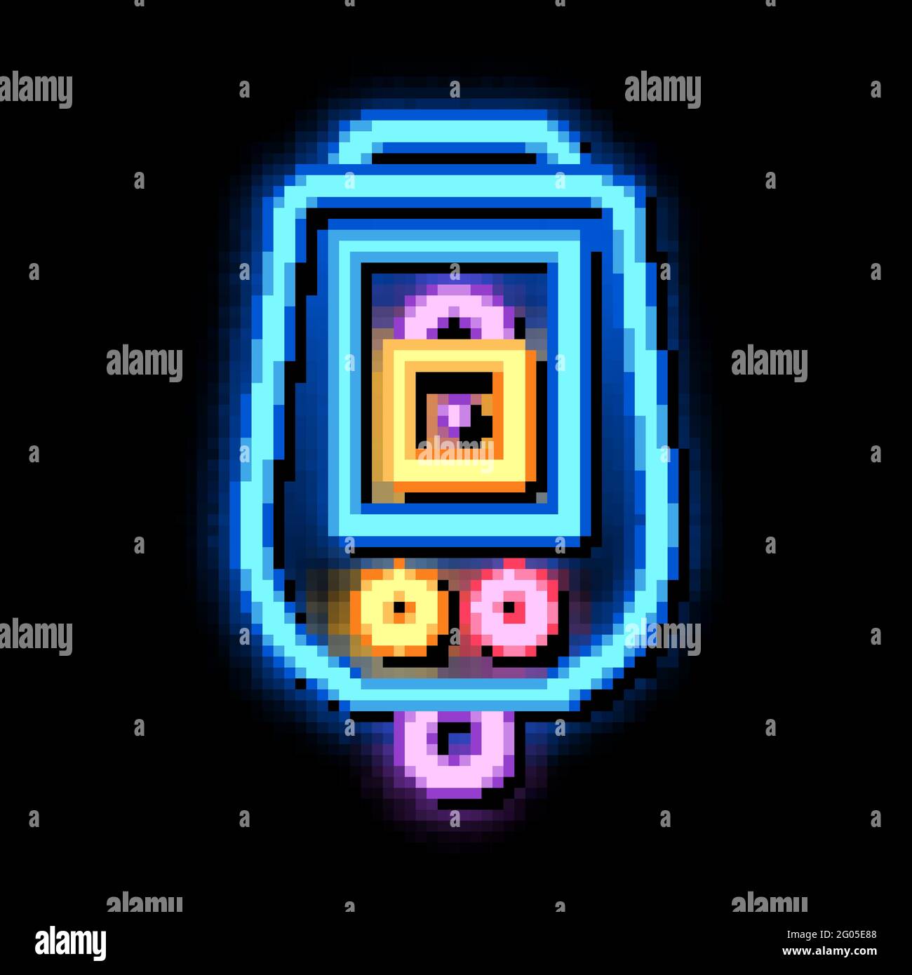 Secure Alarm Padlock neon glow icon illustration Stock Vector