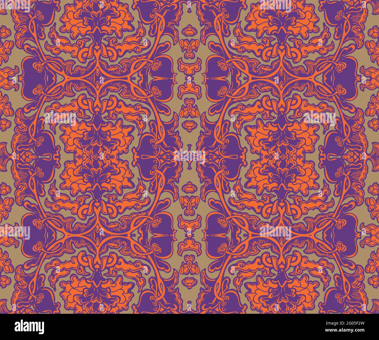 Seamless Oriental Floral Vector Pattern. Traditional floral pattern for ...