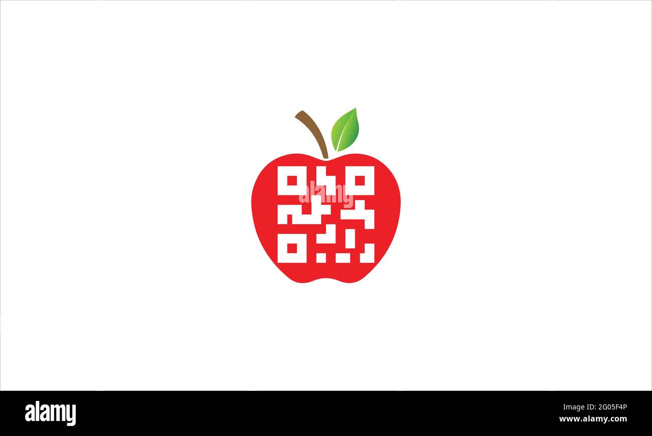 Red Apple QR Code Logo icon vector template illustration design Stock Vector