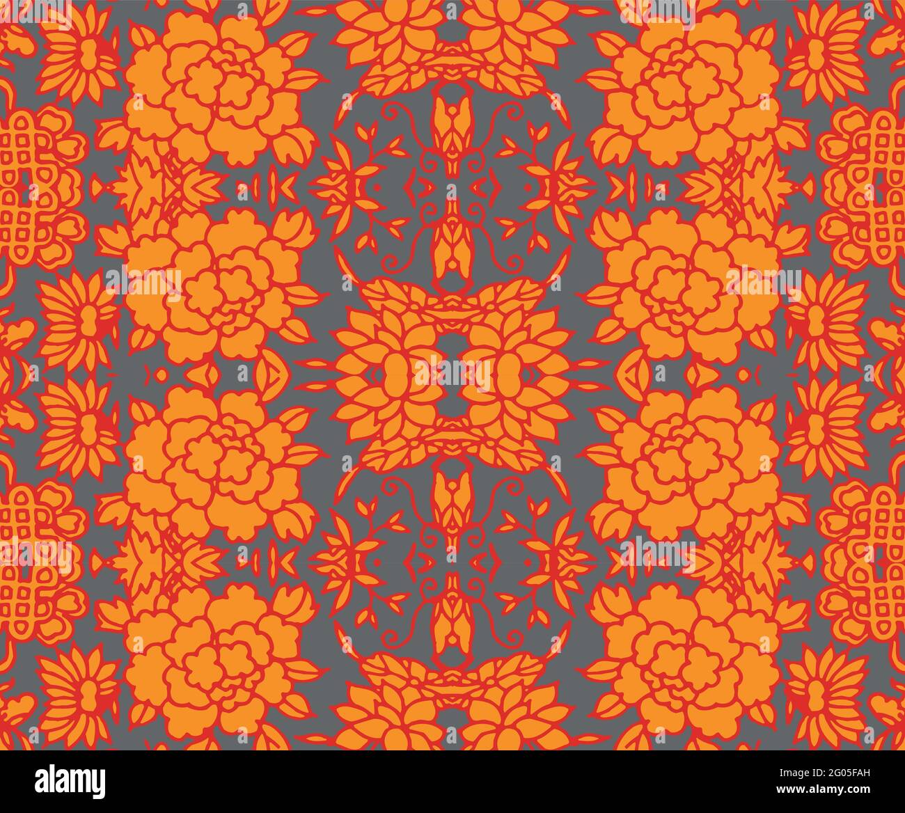 Seamless Oriental Floral Vector Pattern. Traditional floral pattern for ...