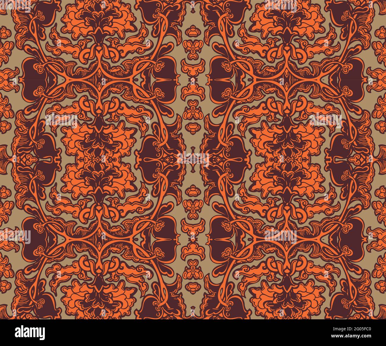 Seamless Oriental Floral Vector Pattern. Traditional floral pattern for ...