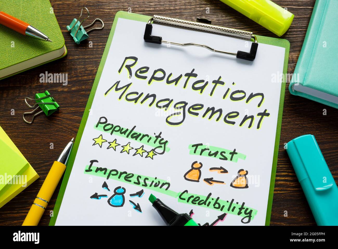Reputation management plan about trust and popularity. Stock Photo